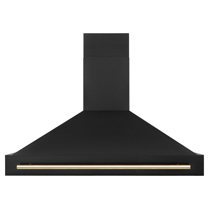 ZLINE Autograph Edition 48 in. Kitchen Package with Black Stainless Steel Dual Fuel Range and Range Hood with Polished Gold Accents (2AKP-RABRH48-G)