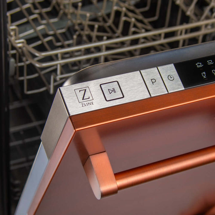 ZLINE 24 in. Copper Top Control Built-In Dishwasher with Stainless Steel Tub and Traditional Style Handle, 52dBa (DW-C-H-24)