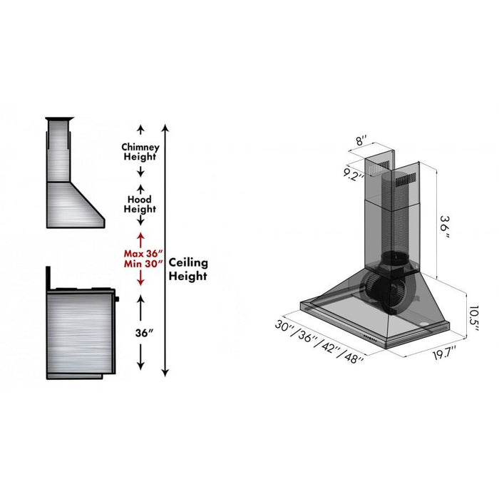 ZLINE Convertible Designer Series Fingerprint Resistant Stainless Steel Wall Mount Range Hood (8KBS)