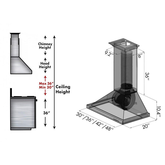 ZLINE Designer Series Oil-Rubbed Bronze Wall Mount Range Hood (8KBB)