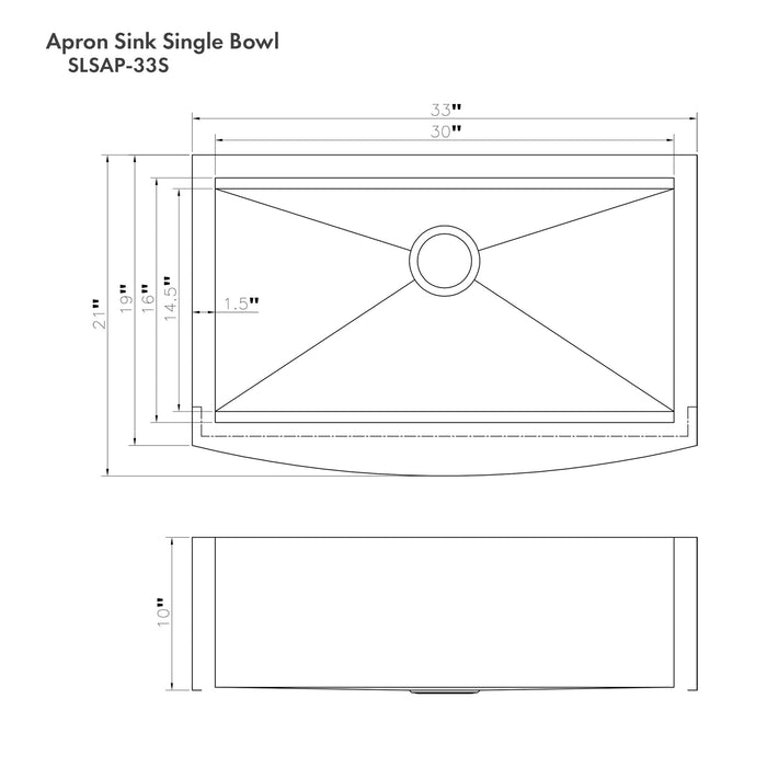 ZLINE 33 in. Moritz Farmhouse Apron Mount Single Bowl Kitchen Sink with Bottom Grid and Accessories (SLSAP-33)