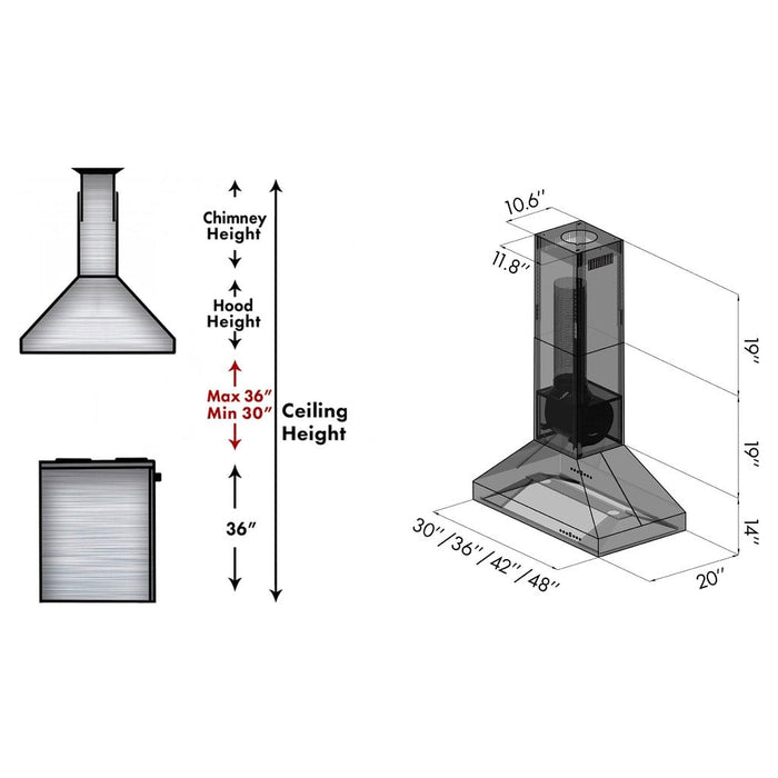 ZLINE 36" Ducted Island Mount Range Hood in Stainless Steel (597i-36)