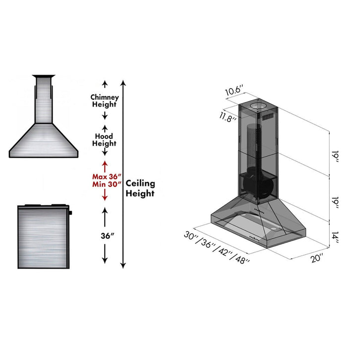 ZLINE 36" Ducted Island Mount Range Hood in Outdoor Approved Stainless Steel (597i-304-36)