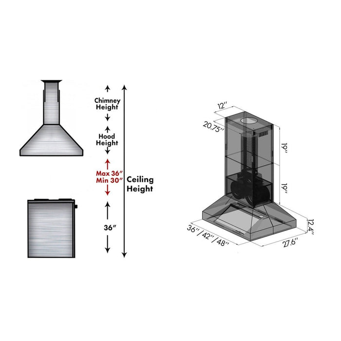 ZLINE Ducted Island Mount Range Hood in Outdoor Approved Stainless Steel (697i-304)