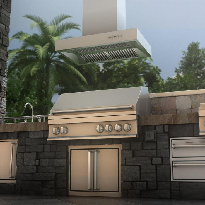 ZLINE Ducted Outdoor Island Mount Range Hood in Stainless Steel (KECOMi-304)