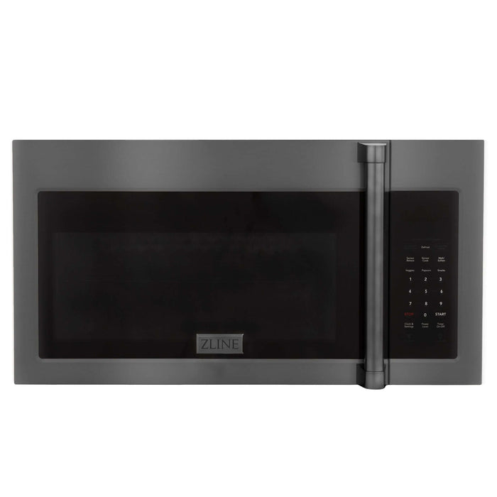 ZLINE 30 in. Recirculating Over the Range Convection Microwave Oven with Traditional Handle and Charcoal Filters in Black Stainless Steel (MWO-OTRCFH-30-BS)