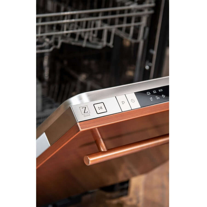 ZLINE 18 in. Compact Copper Top Control Built-In Dishwasher with Stainless Steel Tub and Modern Style Handle, 52dBa (DW-C-18)