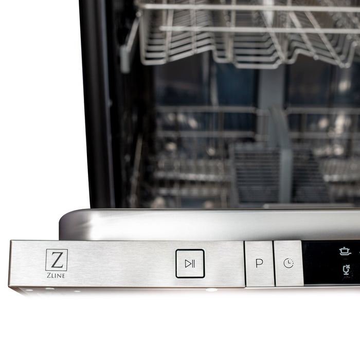 ZLINE 24 in. White Matte Top Control Built-In Dishwasher with Stainless Steel Tub and Modern Style Handle, 52dBa (DW-WM-H-24)