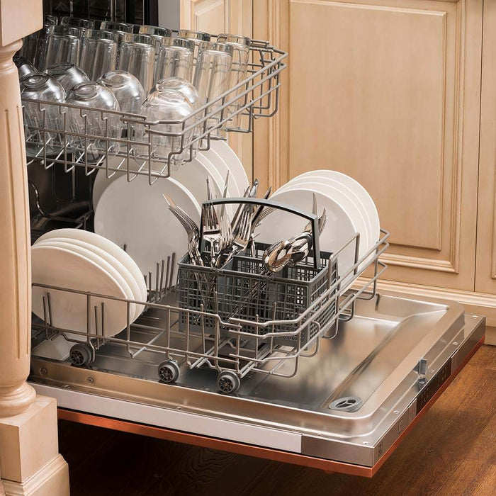 ZLINE 24 in. Copper Top Control Built-In Dishwasher with Stainless Steel Tub and Traditional Style Handle, 52dBa (DW-C-H-24)