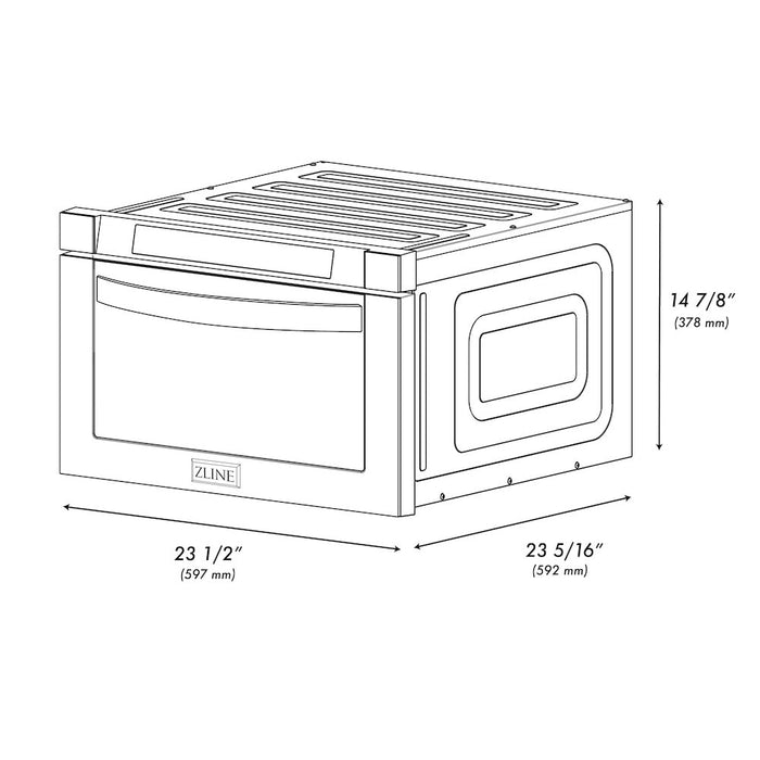 ZLINE Kitchen Package with Refrigeration, 30 in. Stainless Steel Dual Fuel Range, 30 in. Range Hood, Microwave Drawer, and 24 in. Tall Tub Dishwasher (5KPR-RARH30-MWDWV)