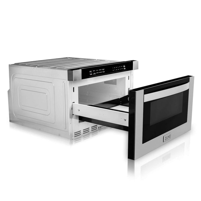 ZLINE 30 in. Kitchen Package with Stainless Steel Gas Range, Convertible Vent Range Hood and Microwave Drawer