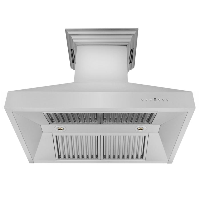 ZLINE CrownSound™Ducted Vent Wall Mount Range Hood in Stainless Steel with Built-in Bluetooth Speakers (667CRN-BT)