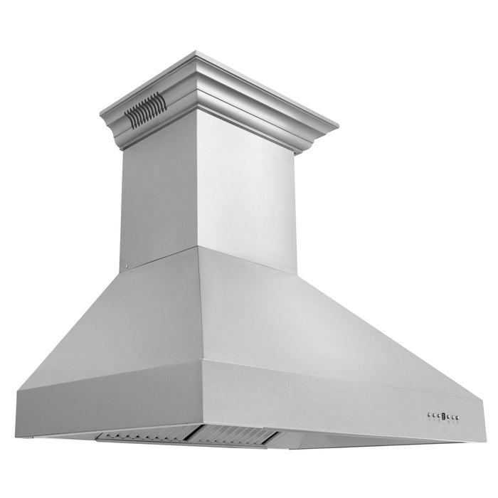 ZLINE CrownSound™Ducted Vent Wall Mount Range Hood in Stainless Steel with Built-in Bluetooth Speakers (667CRN-BT)