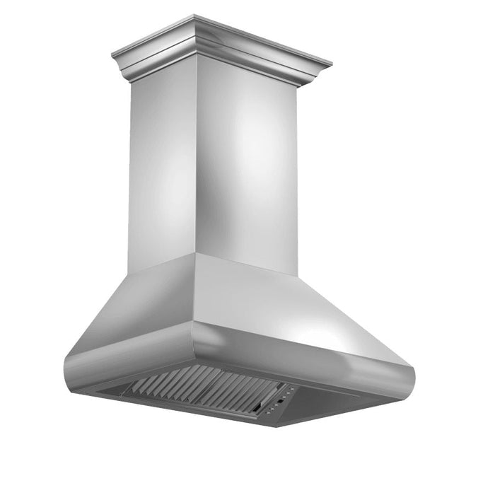 ZLINE Professional Convertible Vent Wall Mount Range Hood in Stainless Steel with Crown Molding (587CRN)