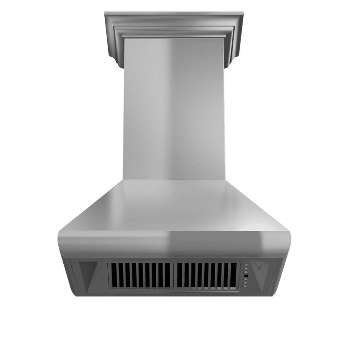 ZLINE Professional Convertible Vent Wall Mount Range Hood in Stainless Steel with Crown Molding (587CRN)