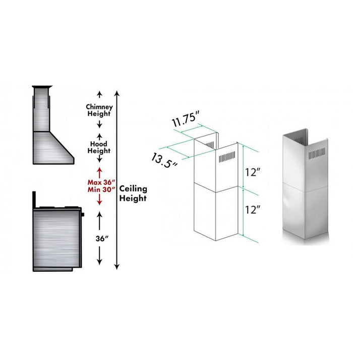 ZLINE Short Kit for 8' Ceilings-Outdoor Wall (SK-667/697-304)