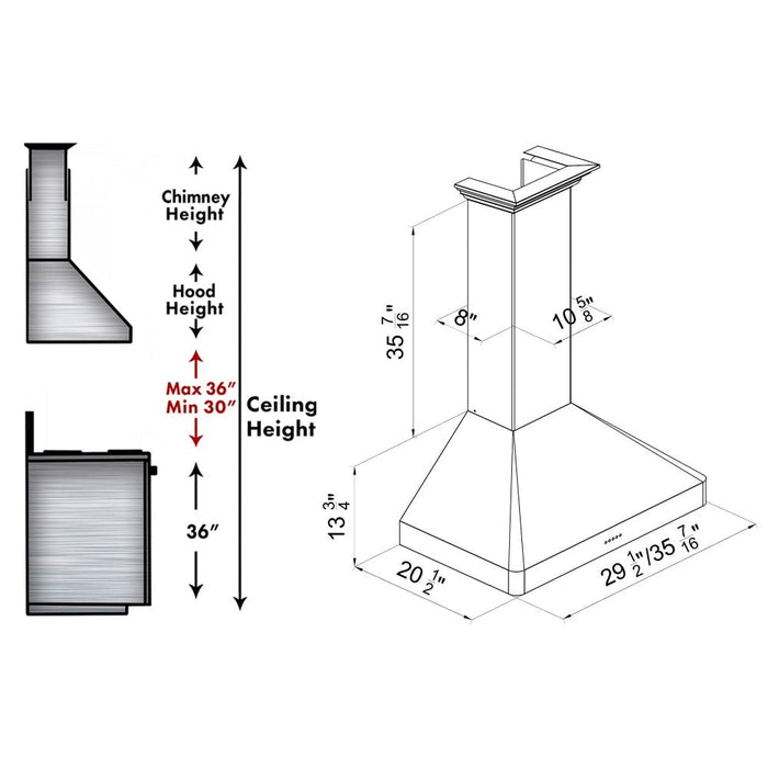 ZLINE Wall Mount Range Hood in Fingerprint Resistant Stainless Steel (8KF2S)