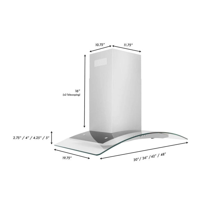 ZLINE Convertible Vent Wall Mount Range Hood in Stainless Steel and Glass (KN4)