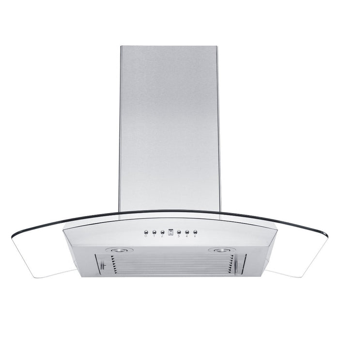 ZLINE Convertible Vent Wall Mount Range Hood in Stainless Steel and Glass with Crown Molding (KZCRN)