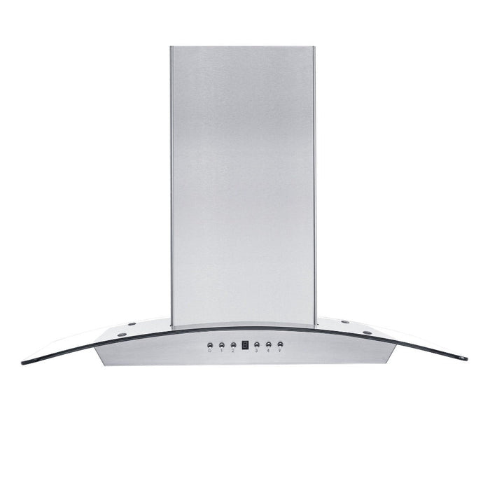 ZLINE Convertible Vent Wall Mount Range Hood in Stainless Steel and Glass with Crown Molding (KZCRN)