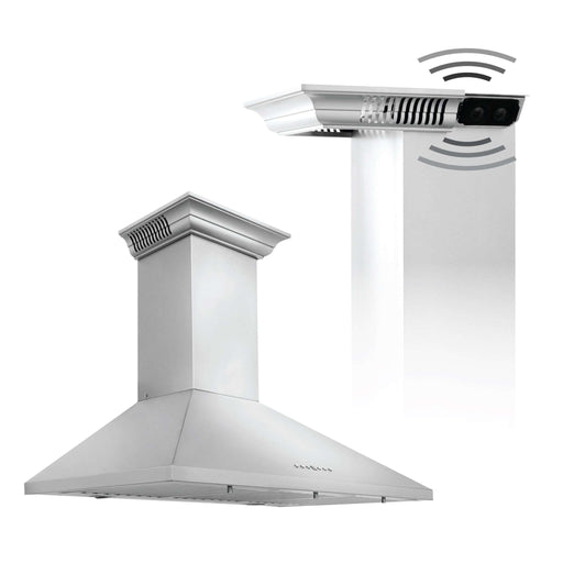 ZLINE 30 in. Ducted Vent Wall Mount Range Hood in Stainless Steel with Built-in ZLINE CrownSound Bluetooth Speakers (KL2CRN-BT)