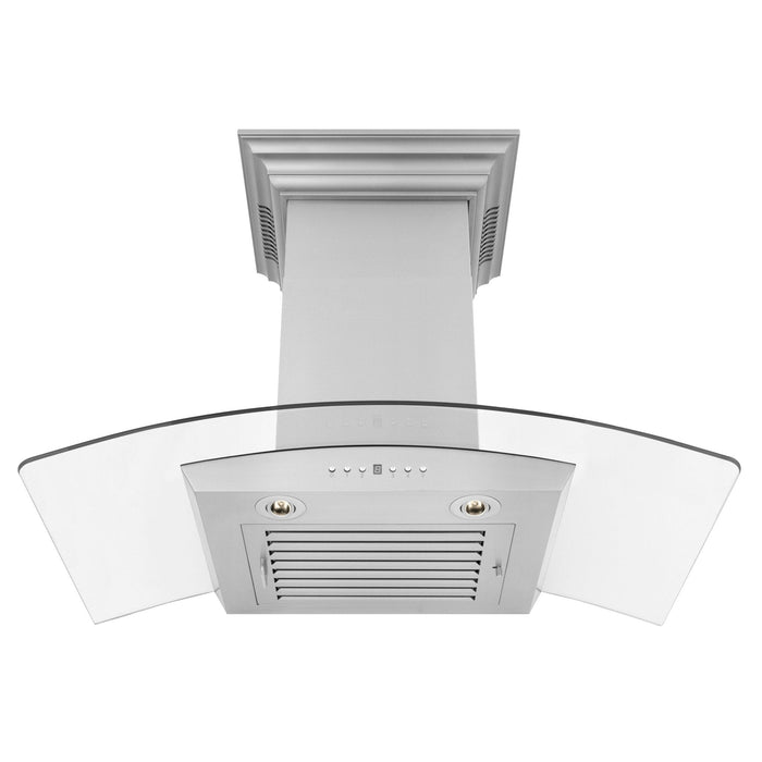 ZLINE Wall Mount Range Hood in Stainless Steel and Glass with Built-in CrownSound Bluetooth Speakers (KZCRN-BT)