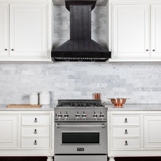 ZLINE Wooden Wall Mount Range Hood In Rustic Dark Finish - Includes Motor (KPDD)