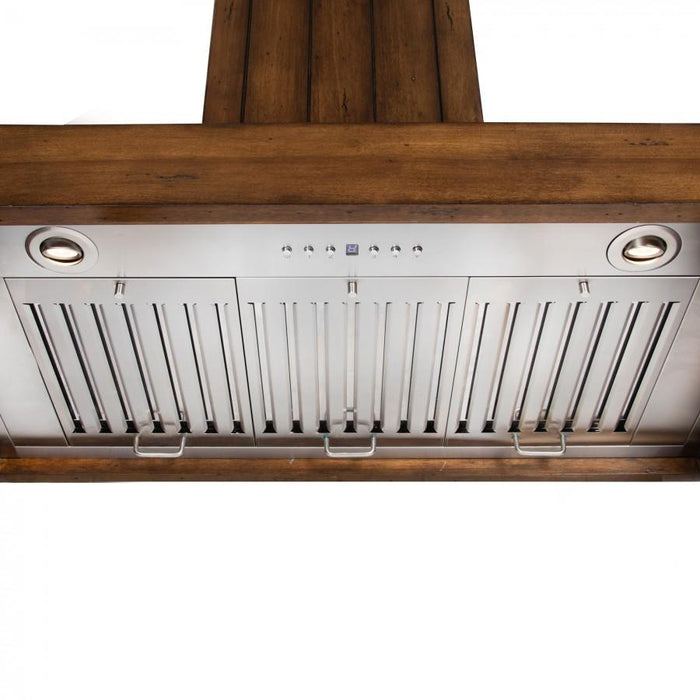 ZLINE Wooden Wall Mount Range Hood In Rustic Light Finish - Includes Motor (KPLL)